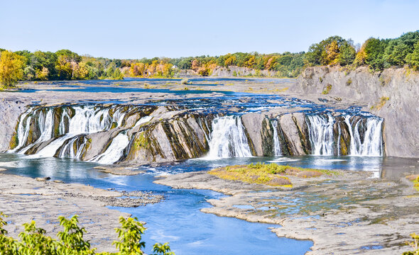 The Falls at Cohoes, NY, along the Mohawk River  - autumn colors