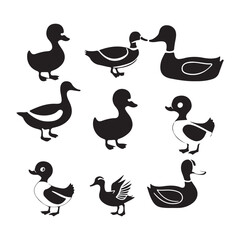 Bird Silhouettes Gooses Ducks silhouette vector illustration 