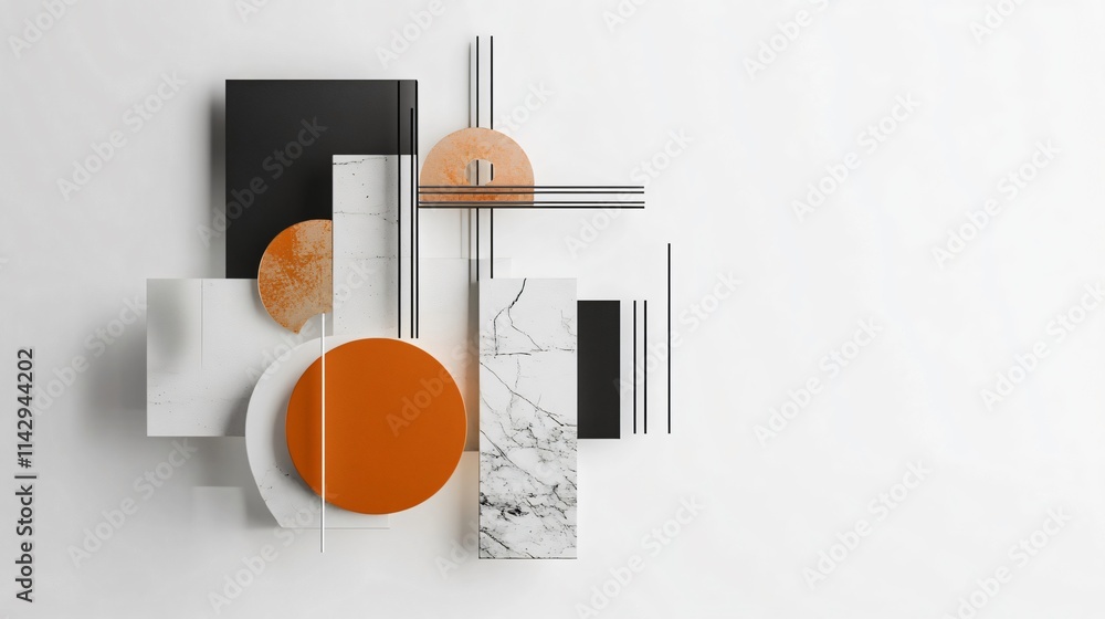 Poster abstract composition of geometric shapes and lines. modern and minimalist design, perfect for adding