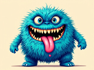 Naklejka premium A funny furry blue monster 