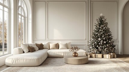 White cozy Christmas home interior 