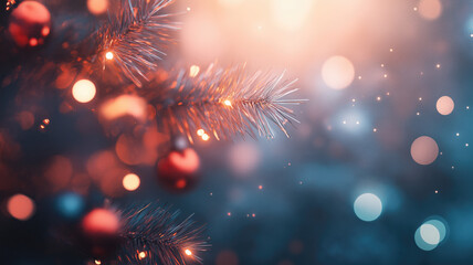 Fototapeta premium Beautiful Christmas Background with Garland. Illustration AI Generative.