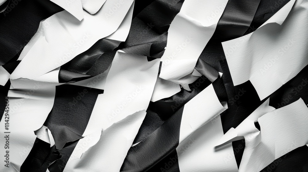 Poster abstract checkerboard pattern with layered torn paper for fashion editorial design
