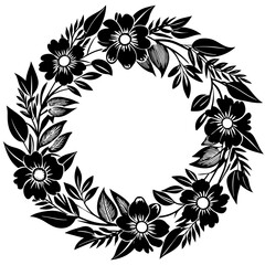 black and white floral frame