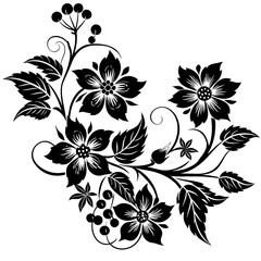 black and white floral frame