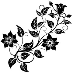 black and white floral frame