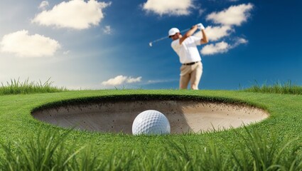 A Serene and Vibrant Golf Course Scene Featuring Lush Green Fairways, Gently Rolling Hills, and Soft Sunlight Casting Warm Hues, Creating a Peaceful Atmosphere of Relaxation and Natural Beauty