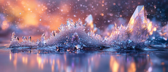 Ice Crystals Leidenfrost Effect: Frosty Water Droplets Digital Art