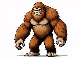Fototapeta premium Cartoon illustration of an angry Bigfoot 