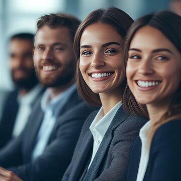 Professional smiles in conference snap