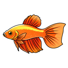 Fototapeta premium Cartoon Goldfish with Orange Fins Illustration PNG
