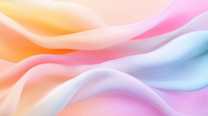 Fototapeta premium Pastel Dream: A soft, ethereal dream of pastel colors, capturing the gentle fluidity and delicate beauty of a rainbow-hued silk fabric, perfect for evoking a sense of calm and serenity. 