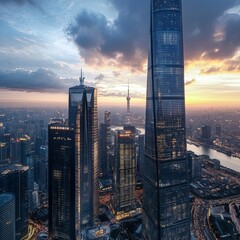 Obraz premium Contrasting skyscraper, finance