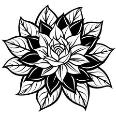 black and white rose flower vector illustration