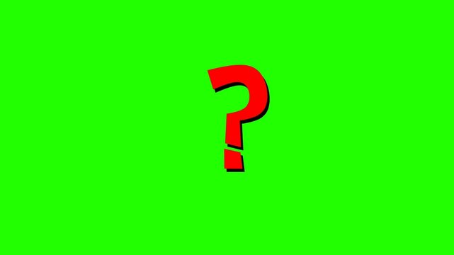 red question mark or why symbol animation on green screen