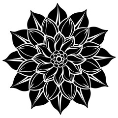 black and white rose flower vector illustration
