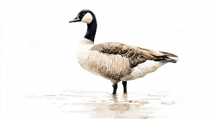 Majestic Goose: A Watercolor Portrait of Nature's Grace