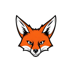 Fototapeta premium Cartoon Cute Fox Face with White Ears PNG