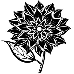 black and white rose flower vector illustration