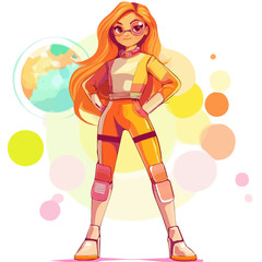 Cute Girl with Futuristic Style Vector Illustration | Sci-Fi and High-Tech Fashion Artwork for Logos & Digital Designs  
