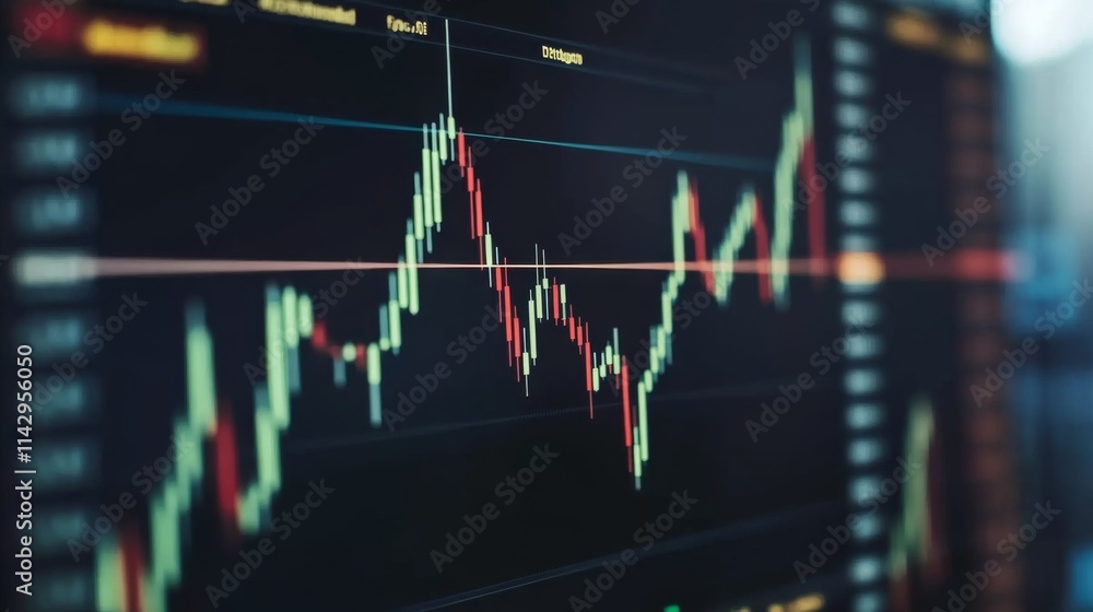 Poster dynamic fintech chart with modern technology elements