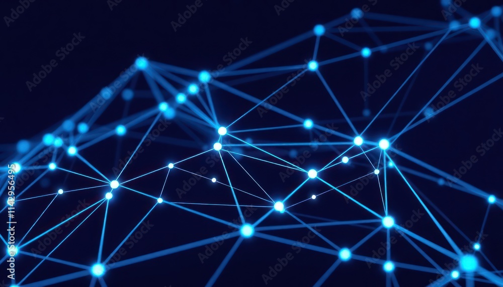 Poster abstract network design shows glowing points, lines connected. futuristic tech concept. global conne