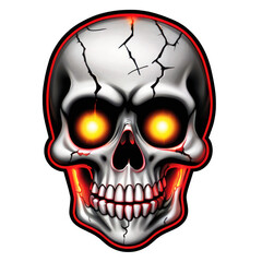 Fototapeta premium Cartoon Skull with Red Eyes and Bold Details PNG