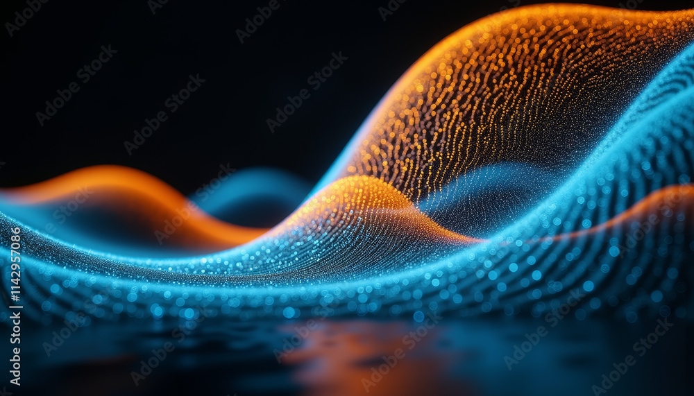 Poster visually striking waves of light create an ethereal dance of color amidst a dark backdrop, represent