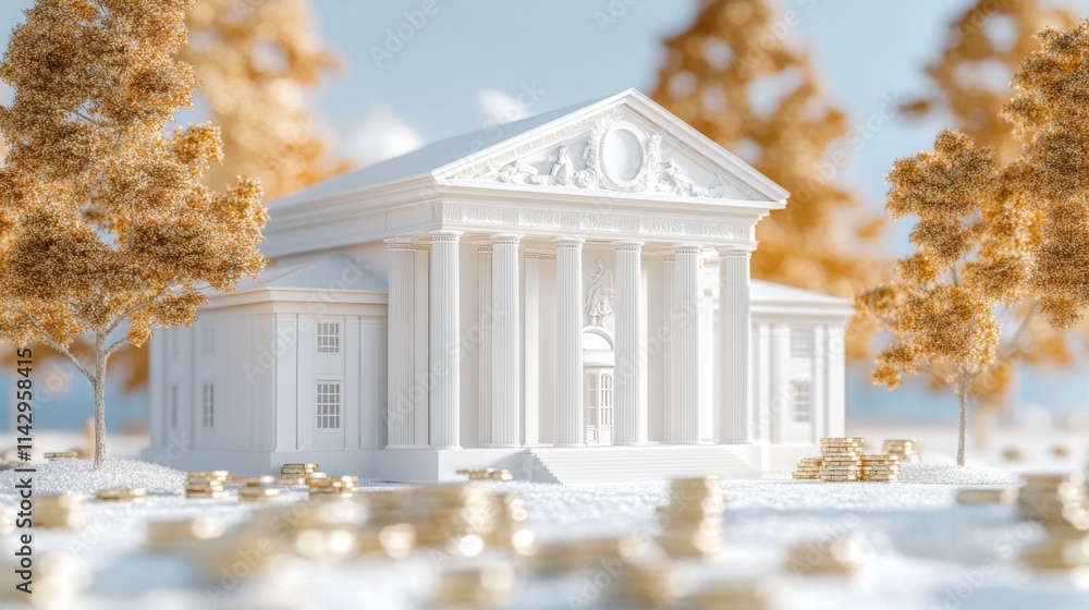 Poster isolated building in soft light with detailed background