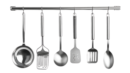 kitchen spoon sets on transparent background.