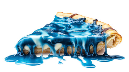 Pizza and liquid cheese food blue zwiebelkuchen isolated on a white background