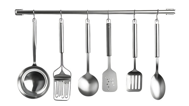 kitchen spoon sets on transparent background.