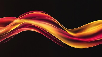 Abstract red and gold wave flowing on black background.