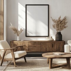 Cozy living room with natural decor and minimalist design perfect for relaxing moments