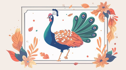 Obraz premium Exquisite Peafowl Bird Vector Illustration on White Background