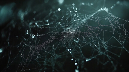 Dew-Kissed Spiderweb: Macro Photography of Nature's Intricate Design