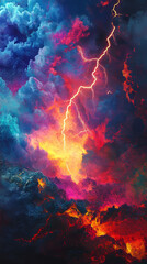 Volcanic Lightning Strike: Surreal Digital Painting