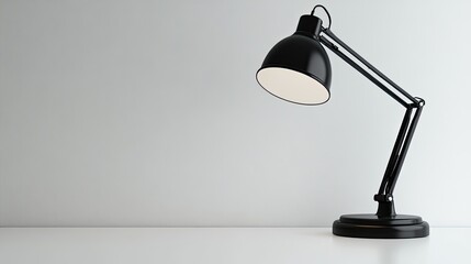 Adjustable desk lamp with a matte black finish, isolated on a white backdrop, ideal for modern office setups.
