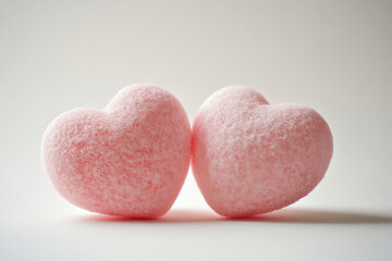 Obraz premium Two Pink Sugar Hearts: Valentine's Day Background