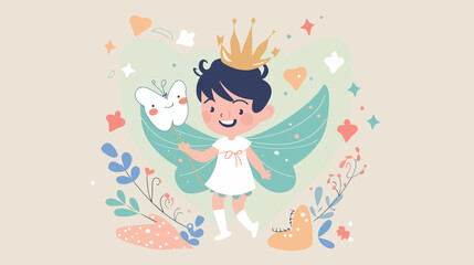 Cute Kid as Tooth Fairy Illustration for Dental Concepts