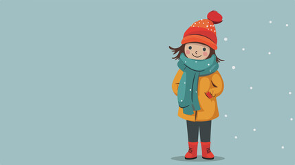 Cute Little Girl in Winter Clothing Vector Illustration