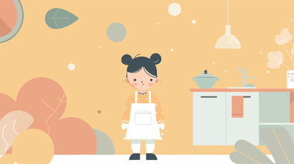 Cute Chef Girl Vector Illustration for Culinary Designs