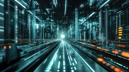 Naklejka premium Intelligent factory production line. AI technology generated image