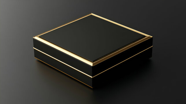 Stylish black and gold gift box with blank space for personalization 