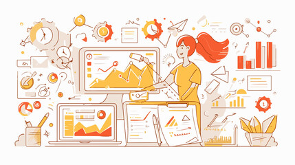 Business Development Infographic Metaphor with Line Icon