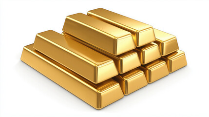 Stack of Gold Bars on a White Background