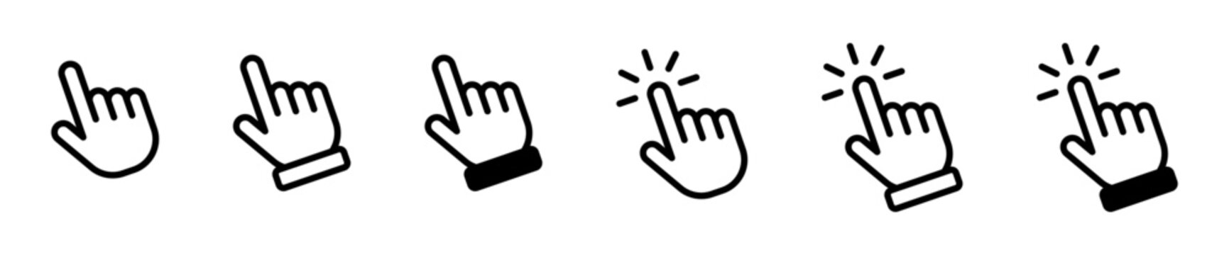 Hand cursor icon set