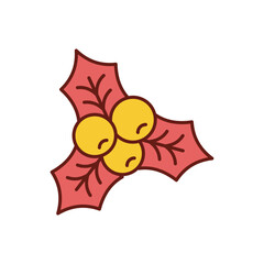 Holly leaves and berries icon vector