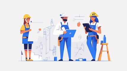 Female Engineer Observing Construction Blueprint for Planning
