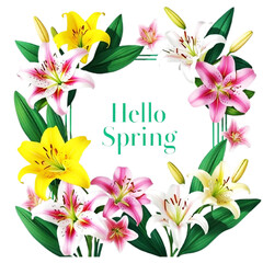Vibrant floral wreath yellow and pink lilies